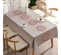 Gualiy Nappe Rectangulaire de Cuisine, Nappe Table 140 x 180 Nappe Lavable Moderne PVC Motif Fleurs Nappe pour Table à Manger Picnic Party Jardin Cuisine, Beige Foncé