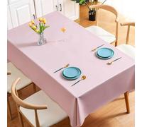 Gualiy Nappe Table Salon, Nappe de Table 100 x 160 Nappe Rectangulaire Imperméable de Table PVC Couleur Unie Nappe pour Table de Cuisine, Rose Clair