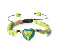 Gualiy Perles Bracelet Homme, Bracelet en Pierre Carré Irrégulier avec Cœur Bracelets Pierre Femme Reglable 17-28CM