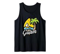 Guam - Île Tropicale Horizon Scène avec Palmier et océan Débardeur