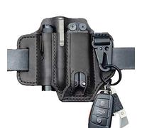 Guanan Pochette multi-outils, sac banane EDC avec boucle de ceinture et porte-clés, 3 poches pour stylo et lampe de poche - Noir