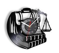 Guang trading 30CM Horloge Murale La Balance de la Justice Avocat Balance Livre Horloge Murale pour Avocat Bureau décor Disque Vinyle Laser Droit étudiant Examen Cadeau