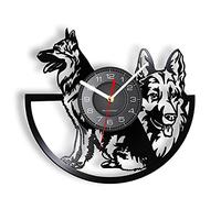 Guang trading 30cm Horloge Murale Silencieuse Berger Allemand Chien Vintage Vinyle Album Record Horloge Chien Race rétro Animal Mur Montres Mouvement Silencieux Suspendu décor à la Maison