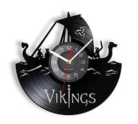 Guang trading 30cm Horloge Murale Silencieuse Vikings Disque Vinyle Horloge Murale Vikings Chambre décor Horloge Murale Moderne Vikings série LP Mur Art Horloge Murale Cadeau d'anniversaire