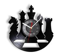 Guang trading Pendule Murale de 30cm Jeu d'échecs International Vinyle Gramophone Record Horloge Murale Ensemble Salle de Jeux décor Vinyle Disque Artisanat Horloge