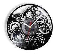 Guang trading Pendule Murale de 30cm Moto Course Disque Vinyle Horloge Murale Moto rétro Musique Album décor à la Maison Silencieux Mur Montre MotorRacer Rider Cadeau