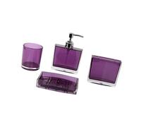 Guangcailun Accessoires de salle de bain élégants, ensemble porte-brosse à dents avec distributeur savon, bouteille lotion, tasse, voyage d'affaires, hôtel bien rangé, Violet