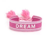 Guangcailun Bracelets à Personnages brodés, Corde réglable pour Un Look Artisanal Unique, Bracelets d'amitié tissés en Polyester, Rêve Rose Brillant