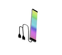 Guangcailun Câble d'extension d'alimentation pour Carte mère ARGB, Barre Lumineuse LED Souple pour Ordinateur, Blanc, 12 Bandes, Bandes Noires à 8, 23.5 x 1 cm