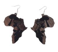 Guangcailun Carte Hoop Boucles d’oreilles Afrique Carte Dangle Boucle d’oreille Élégante Boucle d’oreille en bois léger Boucles d’oreilles ethniques uniques Cadeau Dangle