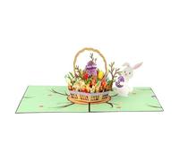 Guangcailun Carte -up Joyeuses Pâques - Carte de vœux 3D unique - Panier d'œufs de Pâques printanier avec lapin - Idéal pour les occasions spéciales - Panier d'œufs de