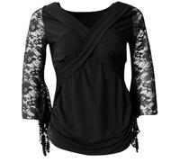 Guangcailun Haut de danse de salon uni, confortable et élégant, idéal pour les chorégraphies afro et latines. Décolleté en V. Costume de danse orientale. Blouse de latine.