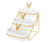 Guangcailun Plateau de Fruits secs Multi-usages avec Couvercle, Plateau d'apéritif pour collation, apéritif, Noix, Blanc, 3 Couches