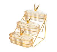 Guangcailun Plateau de Fruits secs Multi-usages avec Couvercle, Plateau d'apéritif pour collation, apéritif, Noix, Ambre, 3 Couches