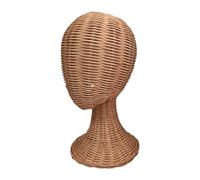 Guangcailun Présentoir léger en rotin pour perruques, chapeaux, lunettes, accessoires de coiffure, bandeaux, casques audio, support pour chapeau et perruque, autoportant.