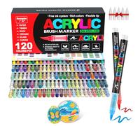 Guangna 120 Couleurs de Marqueur Acryliques, Acrylic Paint Markers pour Papier, Verre, Galet, Métal, Plastique, Bois