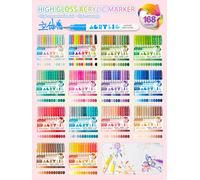 Guangna 168/72 couleurs ensemble de stylos marqueurs acryliques haute brillance, stylos à dessin à tête dure, stylo de peinture de qualité professionnelle pour Graffiti bricolage 168 Colors Mix