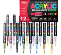 GUANGNA 240-12 couleurs marqueurs de couleurs acryliques stylo marqueur de peinture liquide directe douce bricolage dessin pour pierre papeterie fournitures d'art 12 Black Markers