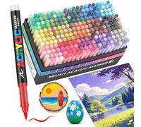 Guangna 240 Feutre Acrylique, stylos acryliques à pointe pinceau pour le coloriage adulte ，Acrylic Paint Markers pour Coloriage, Pierre, Céramique,Calligraphie, Verre, Bois, Toile
