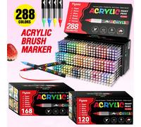 GuangNa Classic 366 Couleurs Version Professionnelle Illustrateur Marqueurs de Peinture Acrylique, 12-288 Couleurs Contrôle Automatique d'Encre Liquide Direct, Sélection de Couleurs Massive, Design de