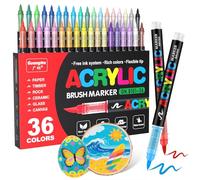 Guangna Couleurs de Marqueur Acryliques, Acrylic Paint Markers pour Papier, Verre, Galet, Métal, Plastique, Bois (36)