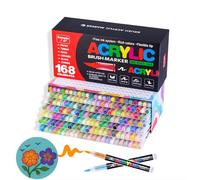 Guangna Feutres acryliques 168, feutres à pointe fine flexible et précise, encre opac superposable, cahier de coloriage, verre, céramique, roche, bois, pierre, peinture sur tissu (168)