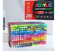 Guangna Feutres acryliques 240, feutres à pointe fine flexible et précise, encre opac superposable, cahier de coloriage, verre, céramique, roche, bois, pierre, peinture sur tissu (240)