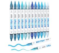 Guangna Lot de 12 marqueurs de peinture acrylique Marron Série Pro Color pour peinture sur roche, verre, tasses, bois, métal, verre, plastique, toile (Bleu)