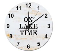 Guangpat Country Wood Grain Crack Grande horloge murale 38,1 cm Fonctionnement à piles Relax You're At The Lake Clock Silent Beach House Décoration d'intérieur pour salon, cuisine, chambre à coucher