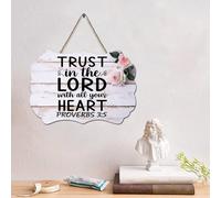 Guangpat FunnyBible Verse Panneau en bois Trust In The Lord With All Your Heart Proverbs 3 à 5 panneaux en bois 15,2 x 25,4 cm Décoration murale familiale pour maison, cuisine, salon, café