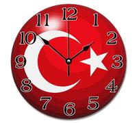 Guangpat Horloge murale avec drapeau de la Turquie - Fausse boule 3D - Attraction touristique - 38,1 cm - Fonctionnement à piles - Silencieuse - Sans tic-tac - Pour chambre à coucher, salon, ferme -