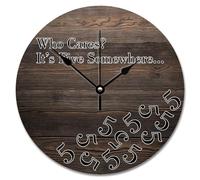 Guangpat Horloge murale de 25,4 cm style shabby chic avec grain de bois vieilli Marron foncé Horloge murale en bois « Who Cares It's Five Somewhere Men Cave Decor for Office Home Decor » Cadeau de