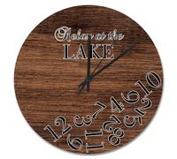 Guangpat Horloge murale Relax At The Lake en grain de bois Art 38,1 cm Grande horloge murale à piles Vintage Country Beach House Décoration pour salon, chambre à coucher, bureau, cuisine, cadeau de