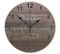 Guangpat Horloge murale rétro de 30,5 cm en bois vieilli, grande horloge murale à piles, motif lac d'amour vivant, décoration de salon, cadeau pour homme, femme, ami