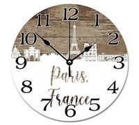 Guangpat Horloge murale silhouette de Paris Paysage urbain France Paris Grande horloge murale à piles 30,5 cm silencieuse sans tic-tac Décoration murale Cadeau pour un ami étranger