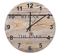 Guangpat Horloges murales rustiques en bois vieilli à piles 38,1 cm Relax You're At The Lake Horloge murale Hawaii Beach Décoration d'intérieur pour salon, cuisine, chambre à coucher, salle de classe