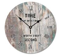 Guangpat Horloges murales vintage en bois à piles 25,4 cm Le temps passé avec la famille vaut la peine chaque seconde horloge d'été plage décoration d'intérieur pour cuisine, chambre à coucher, salon