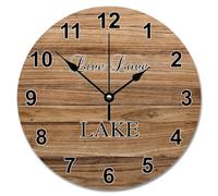 Guangpat Live Love Lake Horloge murale silencieuse en bois de grange de ferme Marron 25,4 cm Grande horloge murale à piles Décoration murale de ferme pour salon, cuisine, chambre à coucher, salle de