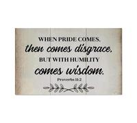 Guangpat Lot de 2 panneaux en bois avec verset de la Bible de Jésus avec inscription « When Pride Comes Then Comes Then Comes Disgrace » - Décoration murale rustique pour salon, chambre à coucher