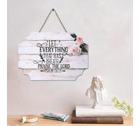 Guangpat Lot de 6 panneaux en bois avec verset de la Bible « Let Everything That Has Breath Praise The Lord Psaum » - Décoration murale rustique pour salon et chambre à coucher - 15,2 x 25,4 cm