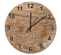 Guangpat No Worries We're On Lake Time Horloge murale en bois craquelé 38,1 cm Horloge murale vintage Country Lake House Decor Retraite Salon Cadeau pour homme, femme, ami
