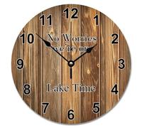 Guangpat No Worries We're On Lake Time Horloge murale en bois de grange vieillie, fonctionne avec piles, 25,4 cm, décoration murale pour cuisine, chambre à coucher, salon, bureau