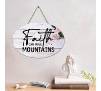 Guangpat Panneau de palette chrétien en bois avec verset de la Bible humoristique « Faith Can Move Mountains » - 10,2 x 15,2 cm - Décoration murale pour salon, chambre à coucher, nouvelle maison