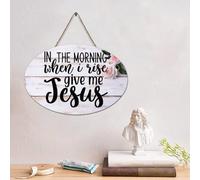 Guangpat Panneau de palette en bois avec verset de la Bible « In The Morning When I Rise Give Me Jesus » - 10,2 x 15,2 cm - Décoration murale de cuisine - Cadeau de pendaison de crémaillère