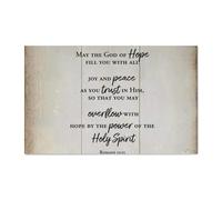 Guangpat Panneau de palette en bois avec verset de la Bible May The God of Hope Fill You with All Joy - 40,6 x 25,4 cm - Décoration murale chrétienne rustique en bois - Cadeau de pendaison de