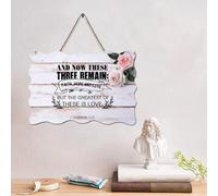 Guangpat Panneau de palette en bois vintage avec verset de la Bible Country et Now These Three Remain Wood Signs 10,2 x 15,2 cm Écriture familiale Décoration murale pour la maison, la cuisine, la