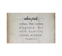 Guangpat Panneau en bois amusant avec inscription « When Pride Comes, Then Comes Disgrace » - 40,6 x 25,4 cm - Décoration murale familiale pour maison, chambre à coucher, salon, cadeau de mariage