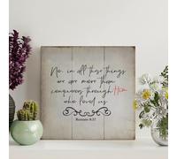 Guangpat Panneau en bois avec verset biblique amusant « No in All These Things We're M » - 20,3 x 20,3 cm - Décoration murale familiale pour la maison, la cuisine, le salon, le café