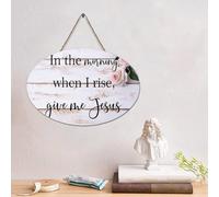 Guangpat Panneau en bois avec verset de la Bible « In The Morning When I Rise » - Décoration murale rustique - Citation religieuse pour maison, chambre à coucher, cuisine, salon - 15,2 x 25,4 cm