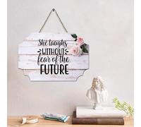 Guangpat Panneau en bois avec verset de la Bible vintage « She Laughs Without Fear Of The Future » - 15,2 x 25,4 cm - Décoration murale chrétienne rustique - Cadeau de pendaison de crémaillère